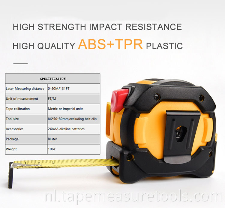 2 in 1 40m Infrarood laser afstandslaser 5m Stalen tape digitale meetlint laser afstandsmeter